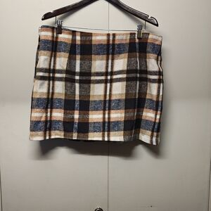 Plaid Women's Skirt in Brown and Cream